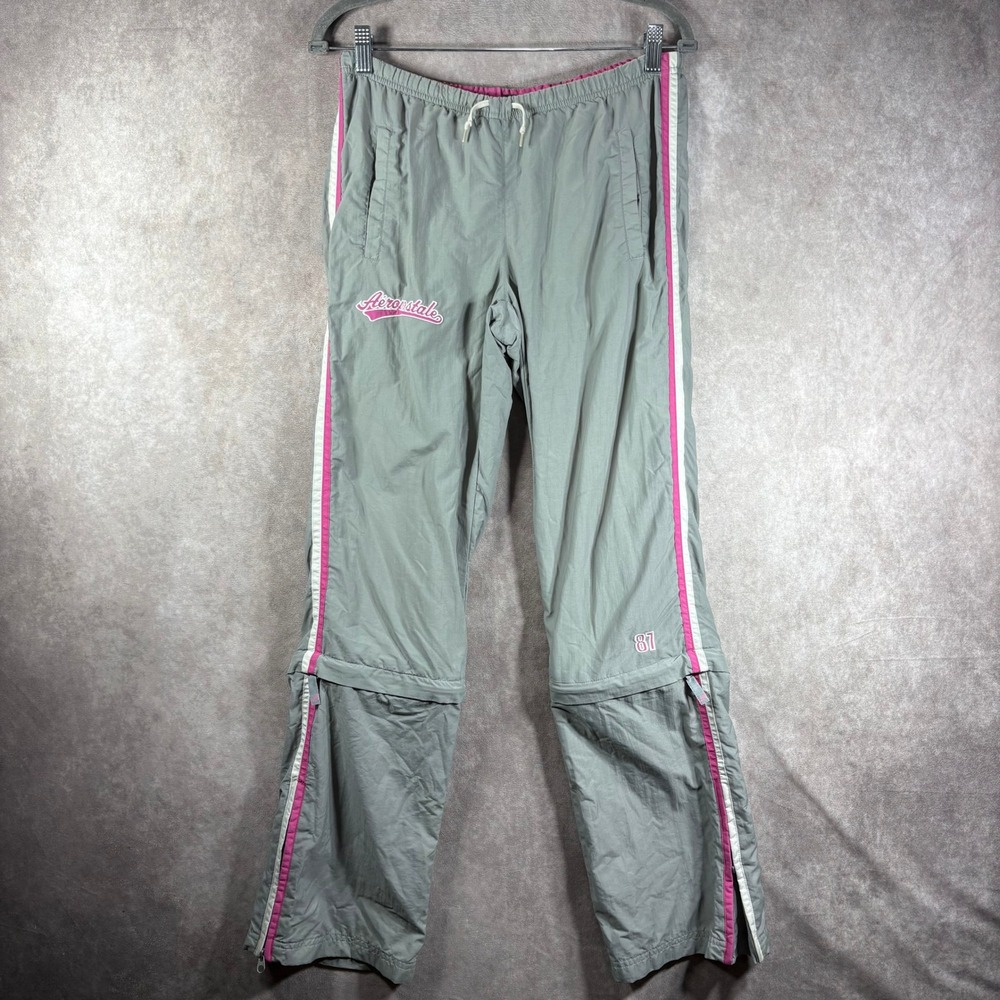 Aeropostale Convertible Track Pants Womens Size XS Gray Windbreaker Y2K Gorpcore